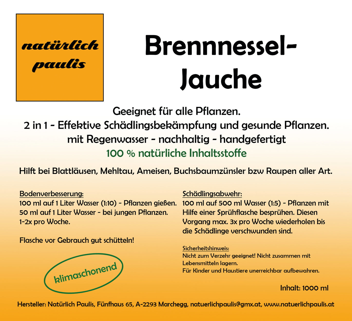 Brennnessel-Jauche, 1 Liter, Konzentrat