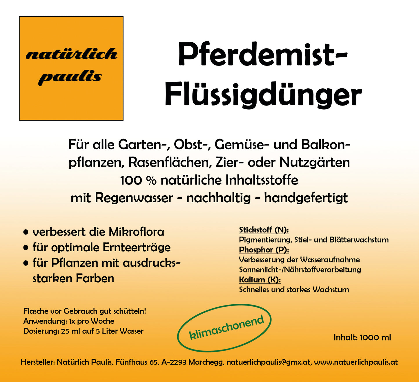Pferdemist-Flüssigdünger, 1 Liter, Konzentrat