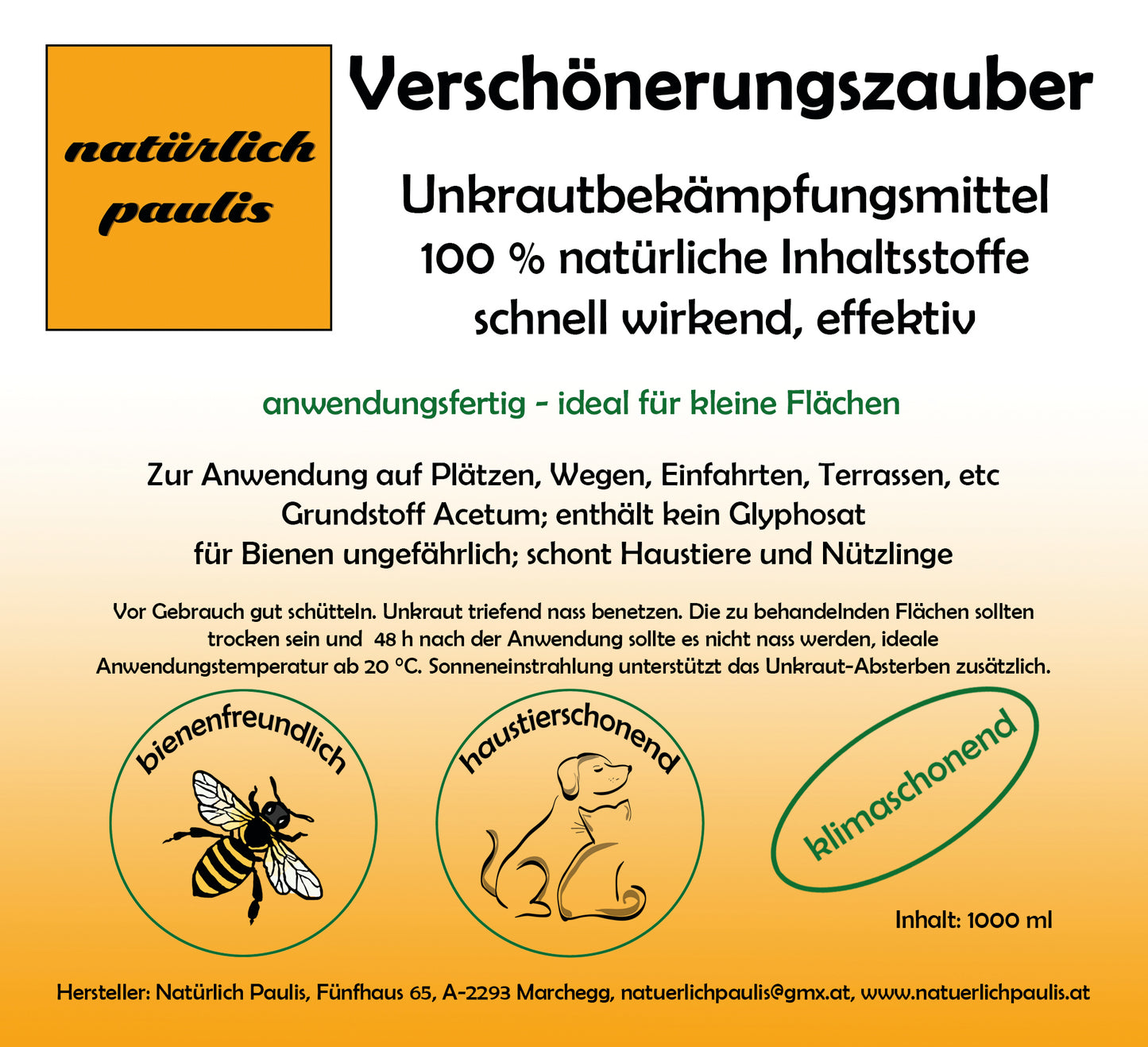 Verschönerungszauber, 1 Liter, in anwendungsfertiger Sprühflasche